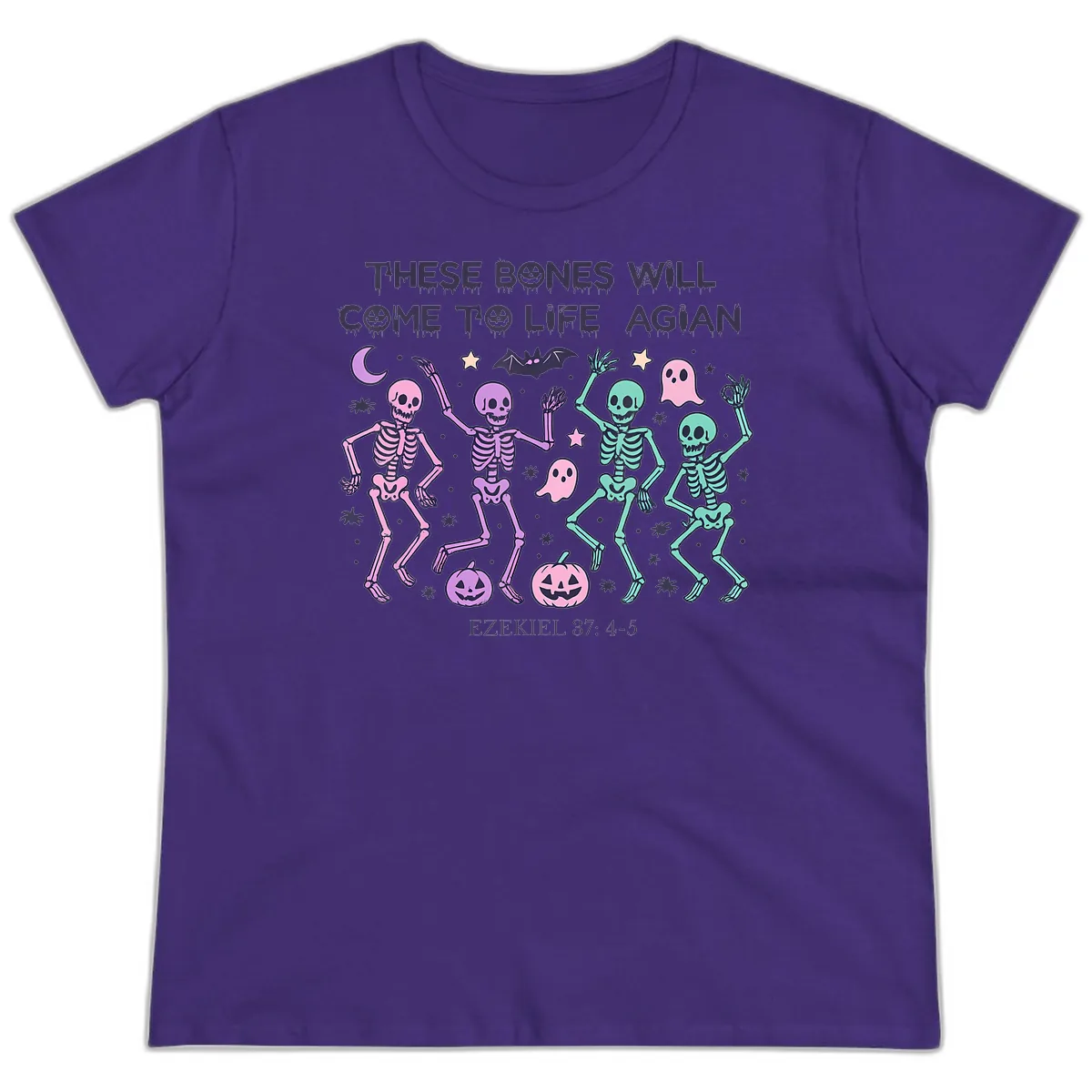 These Bones Will Come To Life Again Ladies Tee in Purple