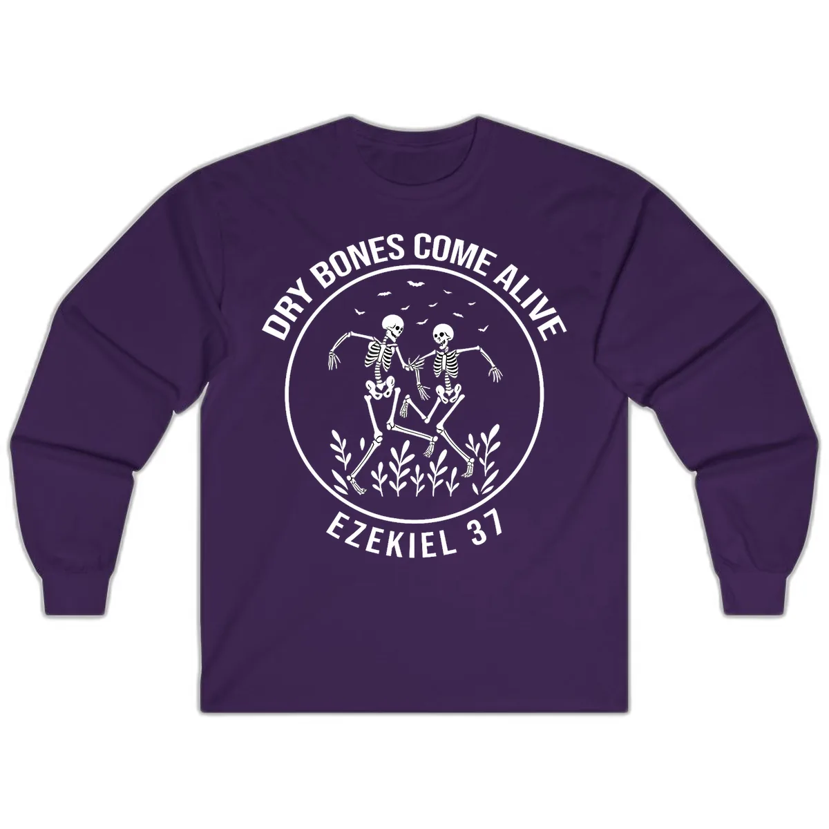 Dry Bones Come Alive Dancing Skeletons Long Sleeve in Purple