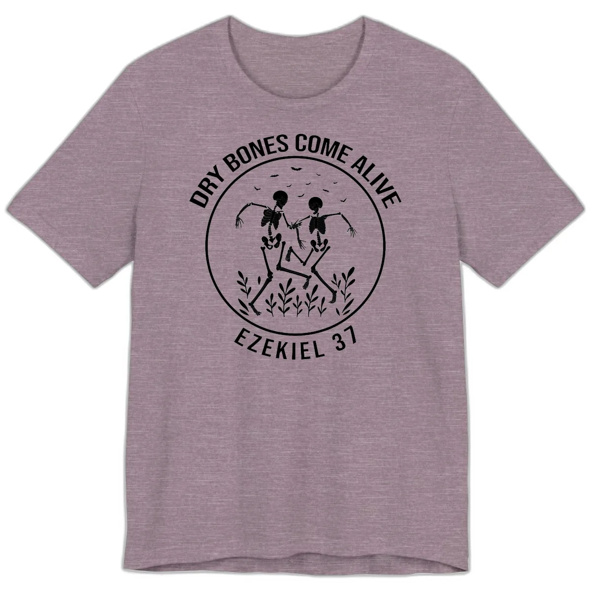 Dry Bones Come Alive Dancing Skeletons Premium T-Shirt in Heather Purple