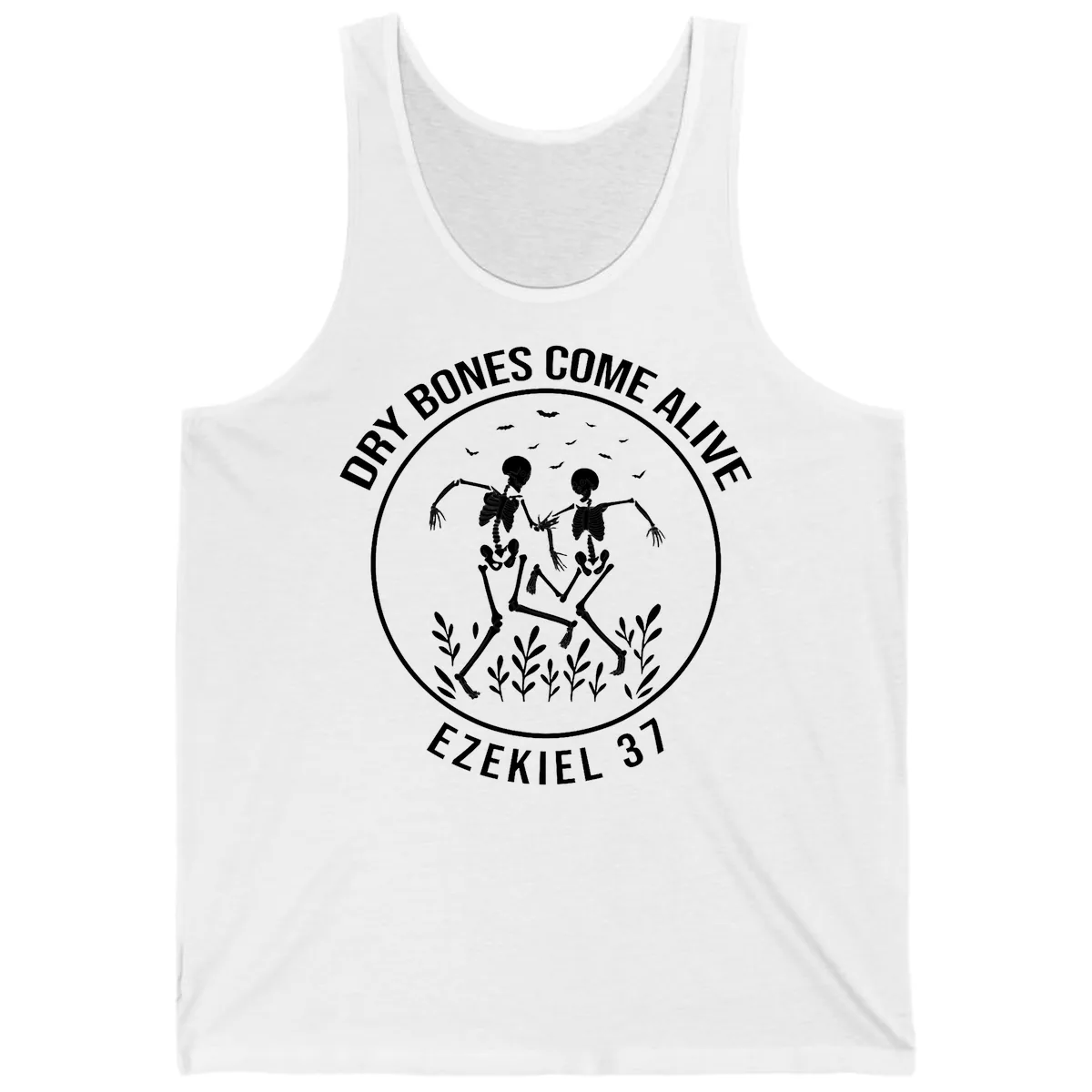 Dry Bones Come Alive Dancing Skeletons Tank in White