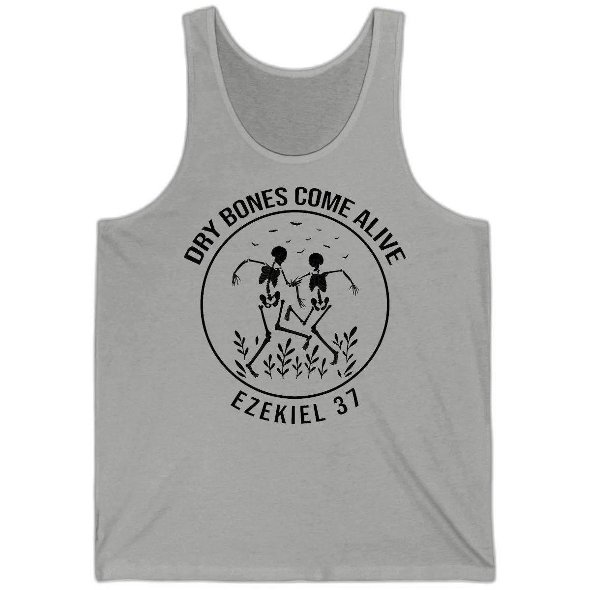 Dry Bones Come Alive Dancing Skeletons Tank in Athletic Heather