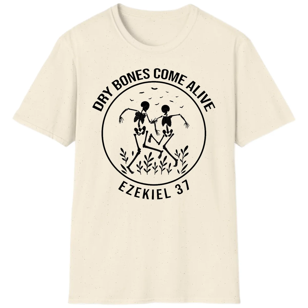 Dry Bones Come Alive Dancing Skeletons T-Shirt in Natural