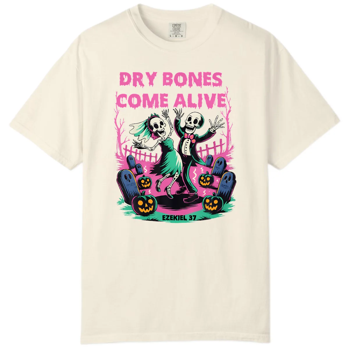 Dry Bones Come Alive Halloween Design Comfort Color in Ivory