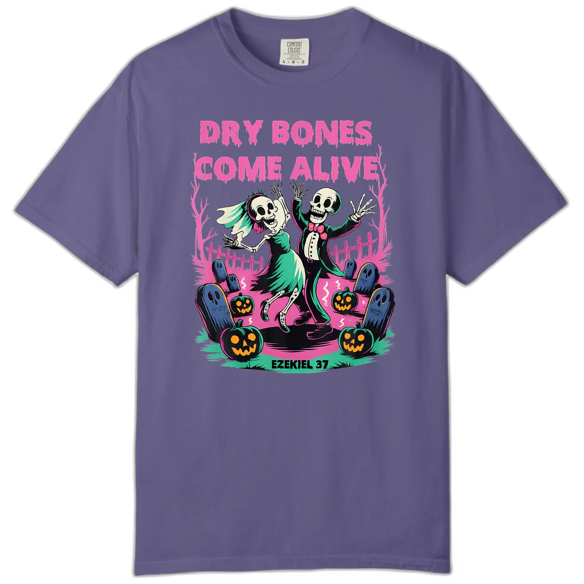 Dry Bones Come Alive Halloween Design Comfort Color in Grape