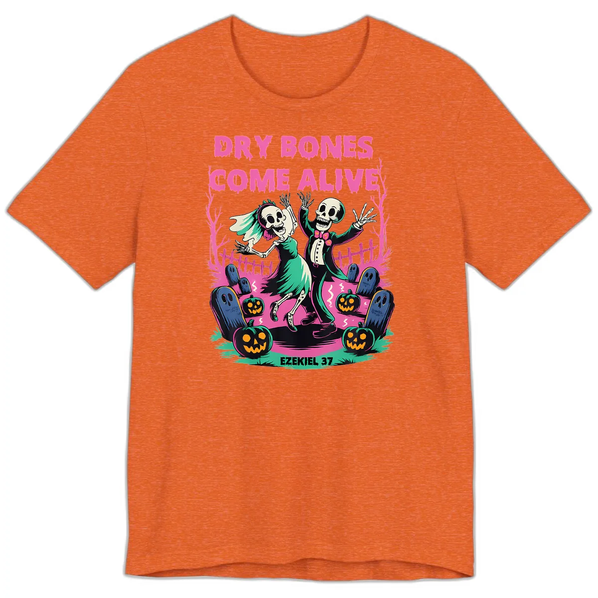 Dry Bones Come Alive Halloween Design Premium T-Shirt in Heather Orange