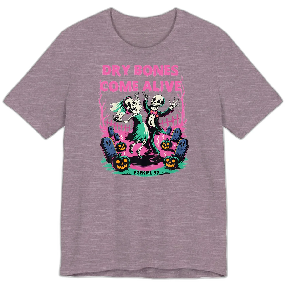 Dry Bones Come Alive Halloween Design Premium T-Shirt in Heather Purple