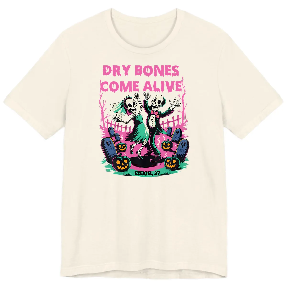 Dry Bones Come Alive Halloween Design Premium T-Shirt in Natural