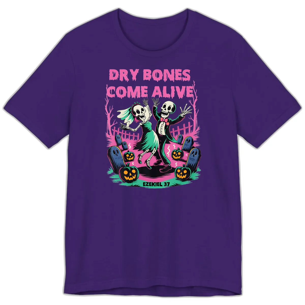 Dry Bones Come Alive Halloween Design Premium T-Shirt in Team Purple