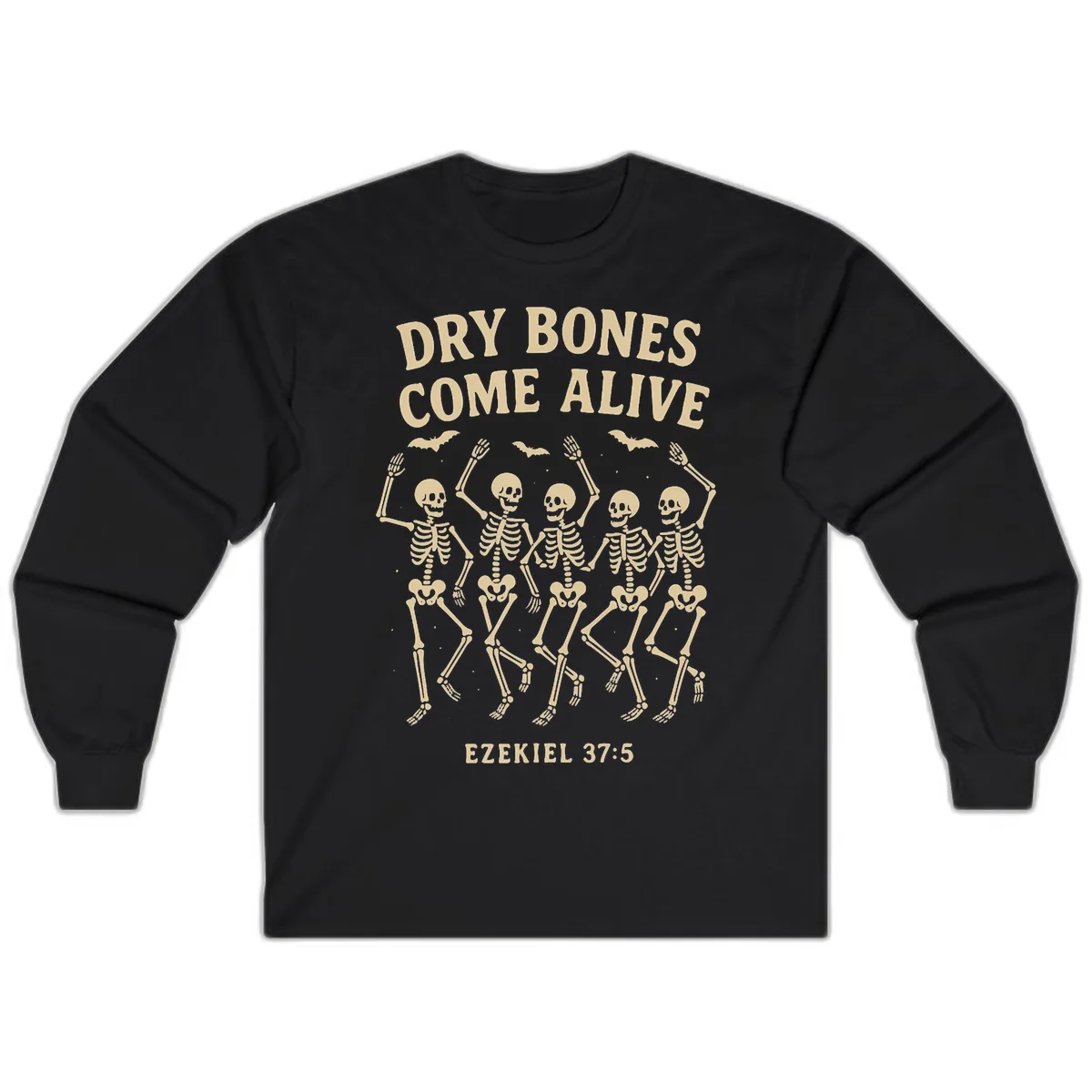 Dry Bones Come Alive Dancing Skeletons Long Sleeve in Black