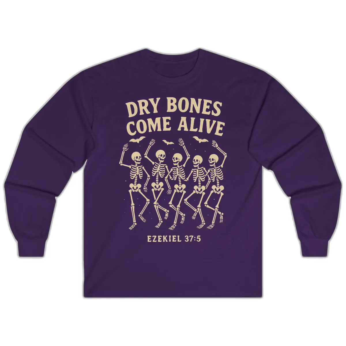 Dry Bones Come Alive Dancing Skeletons Long Sleeve in Purple