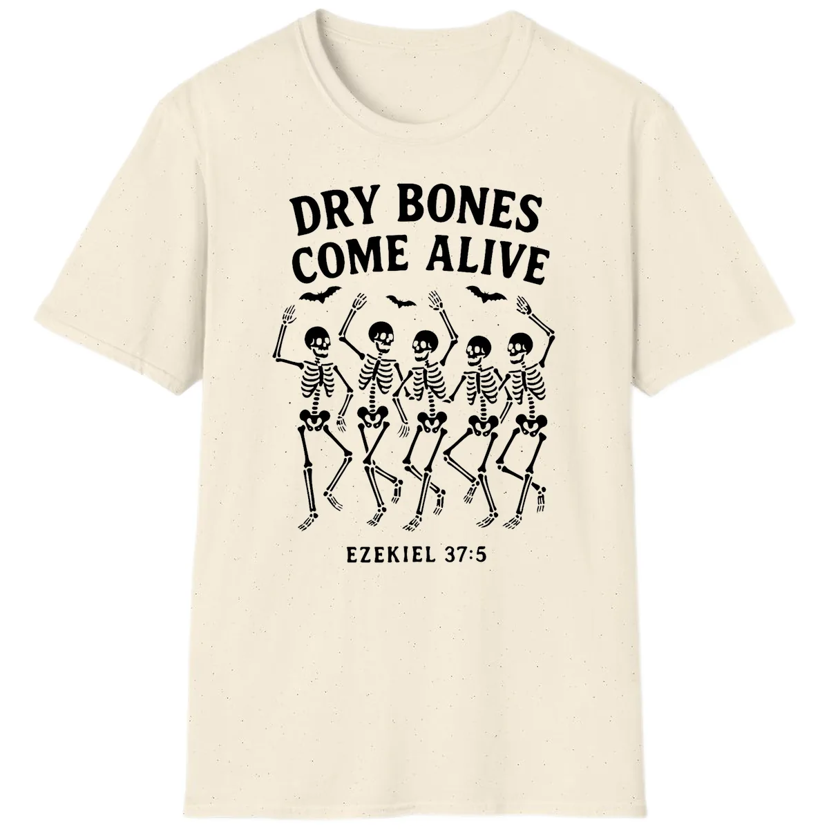 Dry Bones Come Alive Dancing Skeletons T-Shirt in Natural
