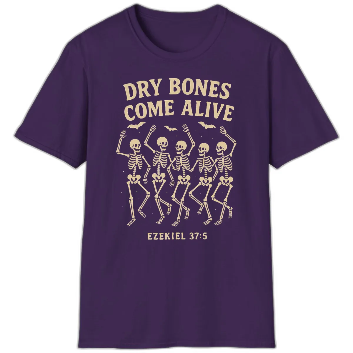 Dry Bones Come Alive Dancing Skeletons T-Shirt in Purple
