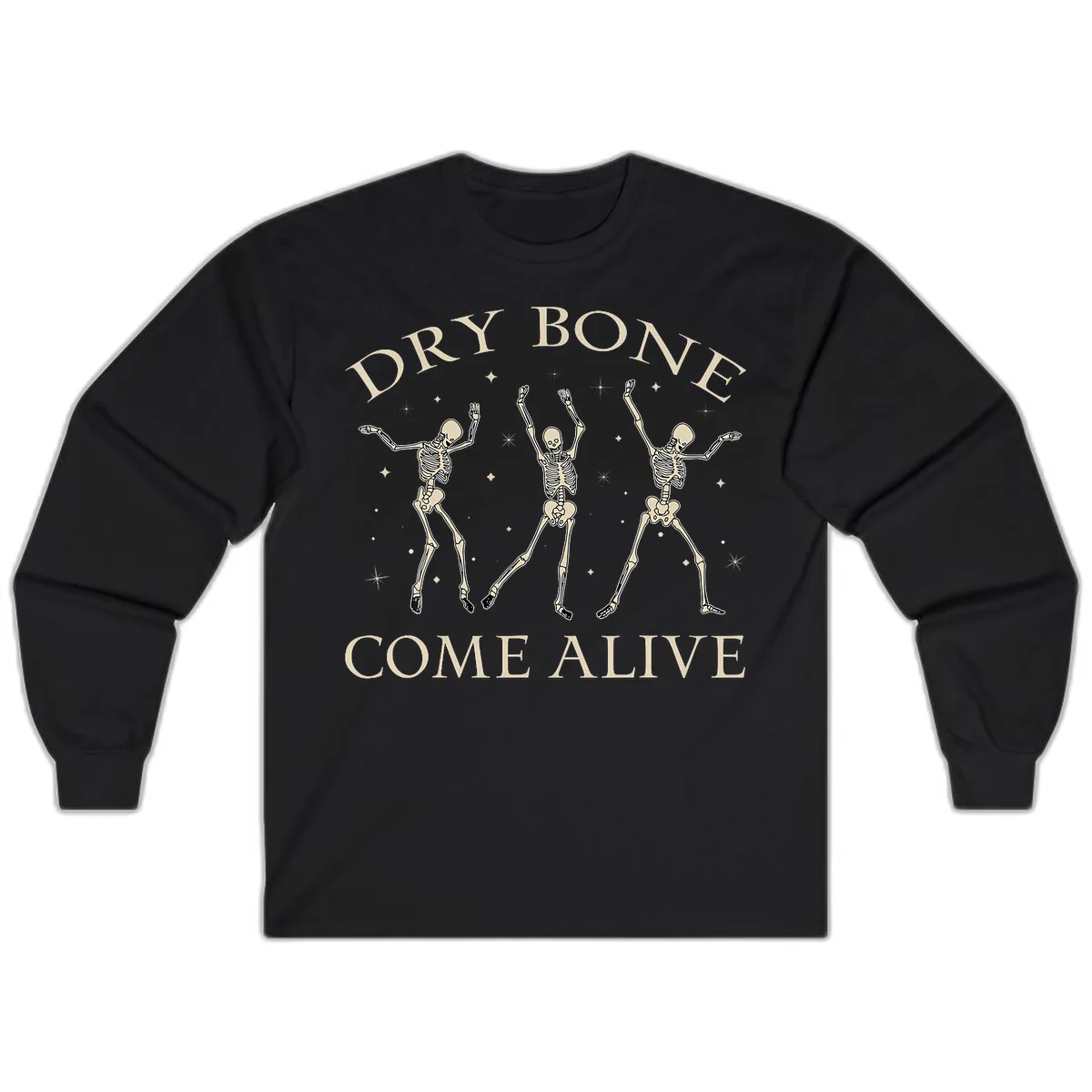 Dry Bone Come Alive Skeletons Dancing Long Sleeve in Black