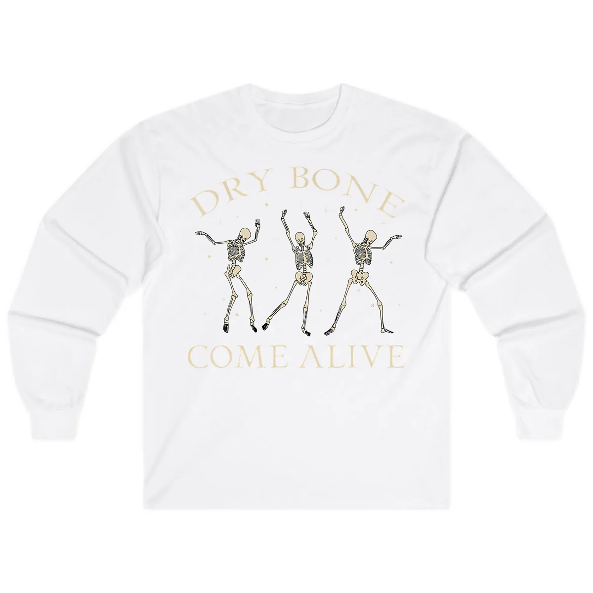 Dry Bone Come Alive Skeletons Dancing Long Sleeve in White