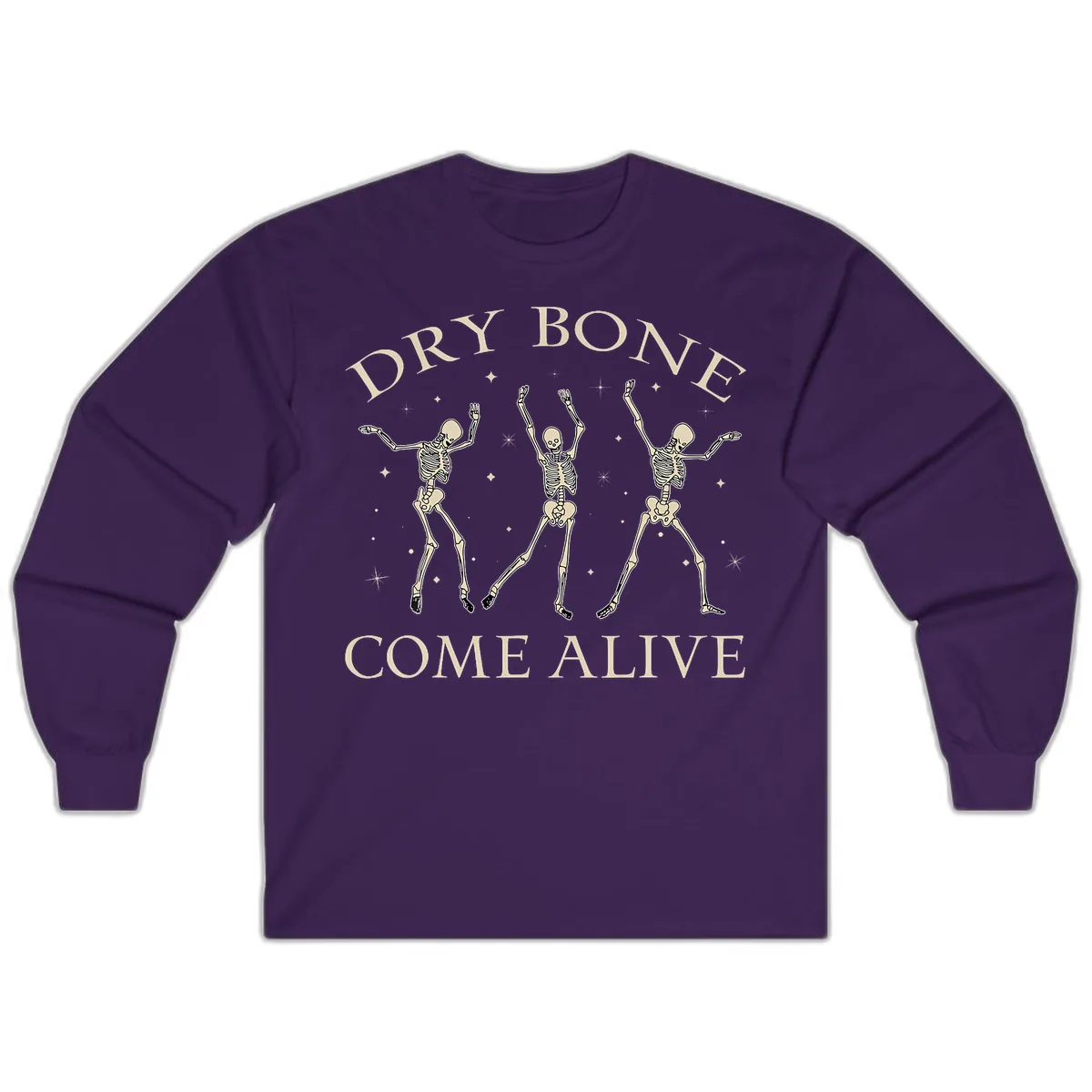 Dry Bone Come Alive Skeletons Dancing Long Sleeve in Purple