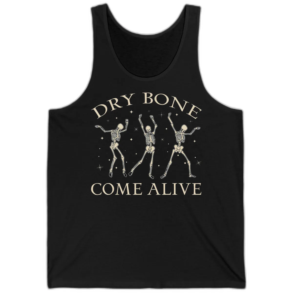 Dry Bone Come Alive Skeletons Dancing Tank in Black