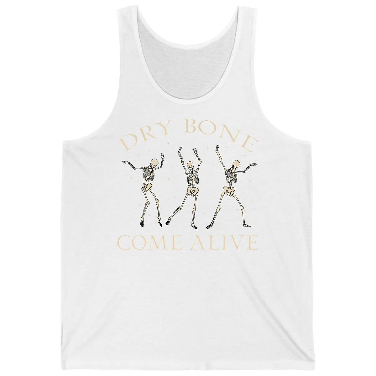 Dry Bone Come Alive Skeletons Dancing Tank in White