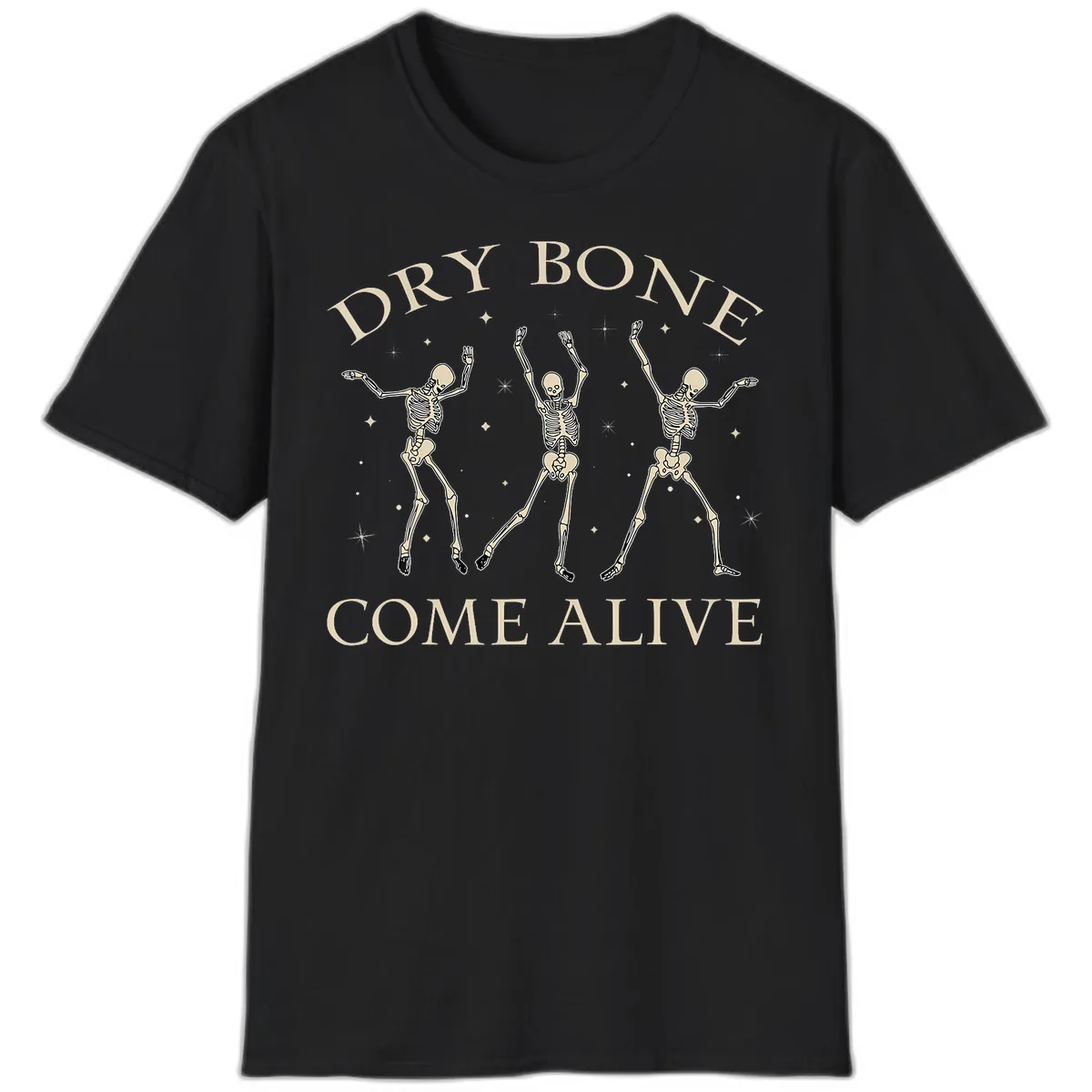 Dry Bone Come Alive Skeletons Dancing T-Shirt in Black
