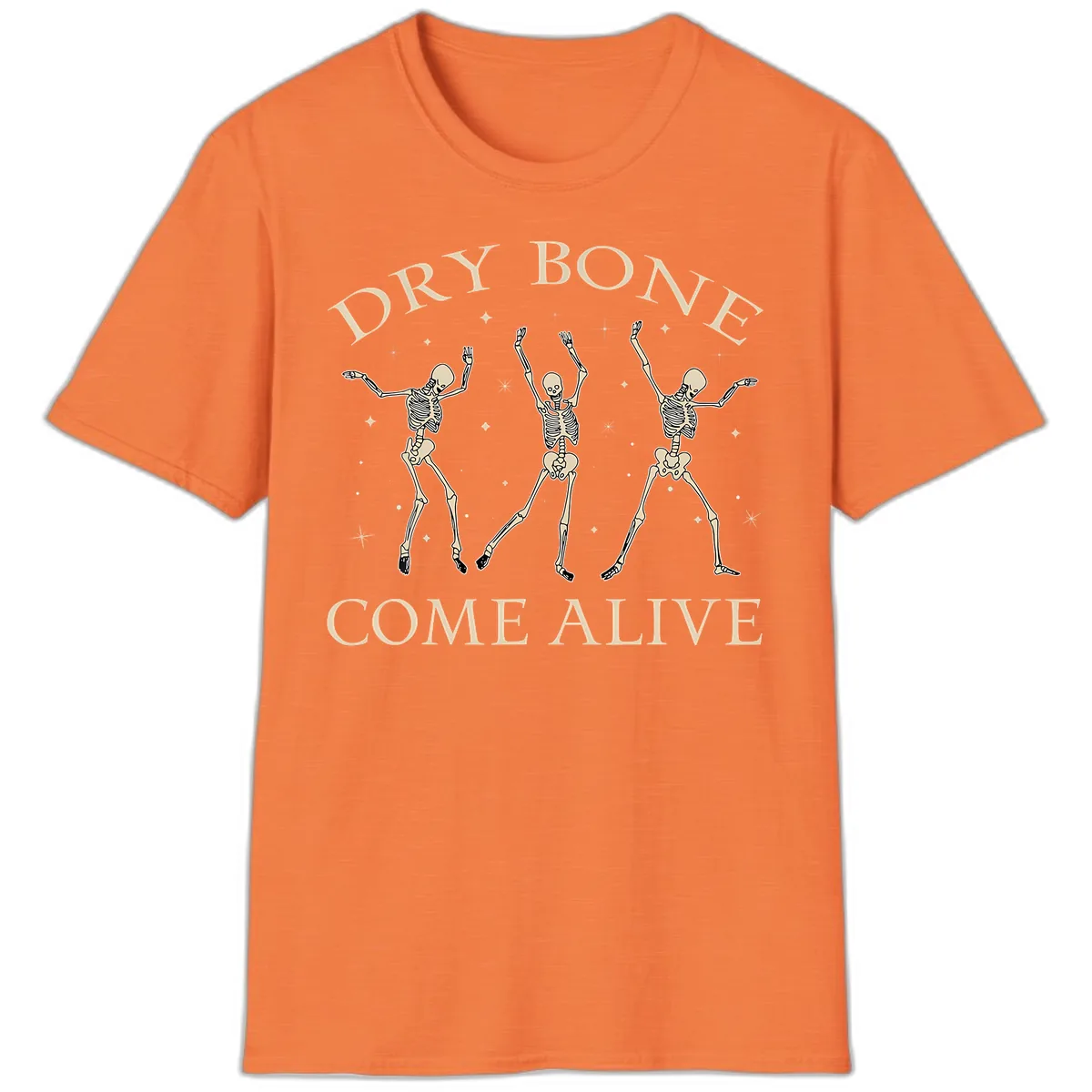 Dry Bone Come Alive Skeletons Dancing T-Shirt in Heather Orange