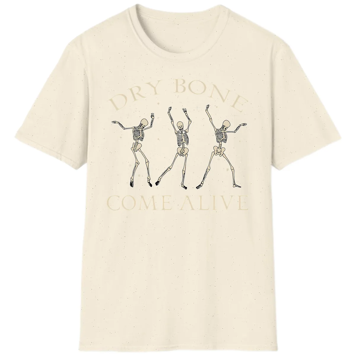 Dry Bone Come Alive Skeletons Dancing T-Shirt in Natural
