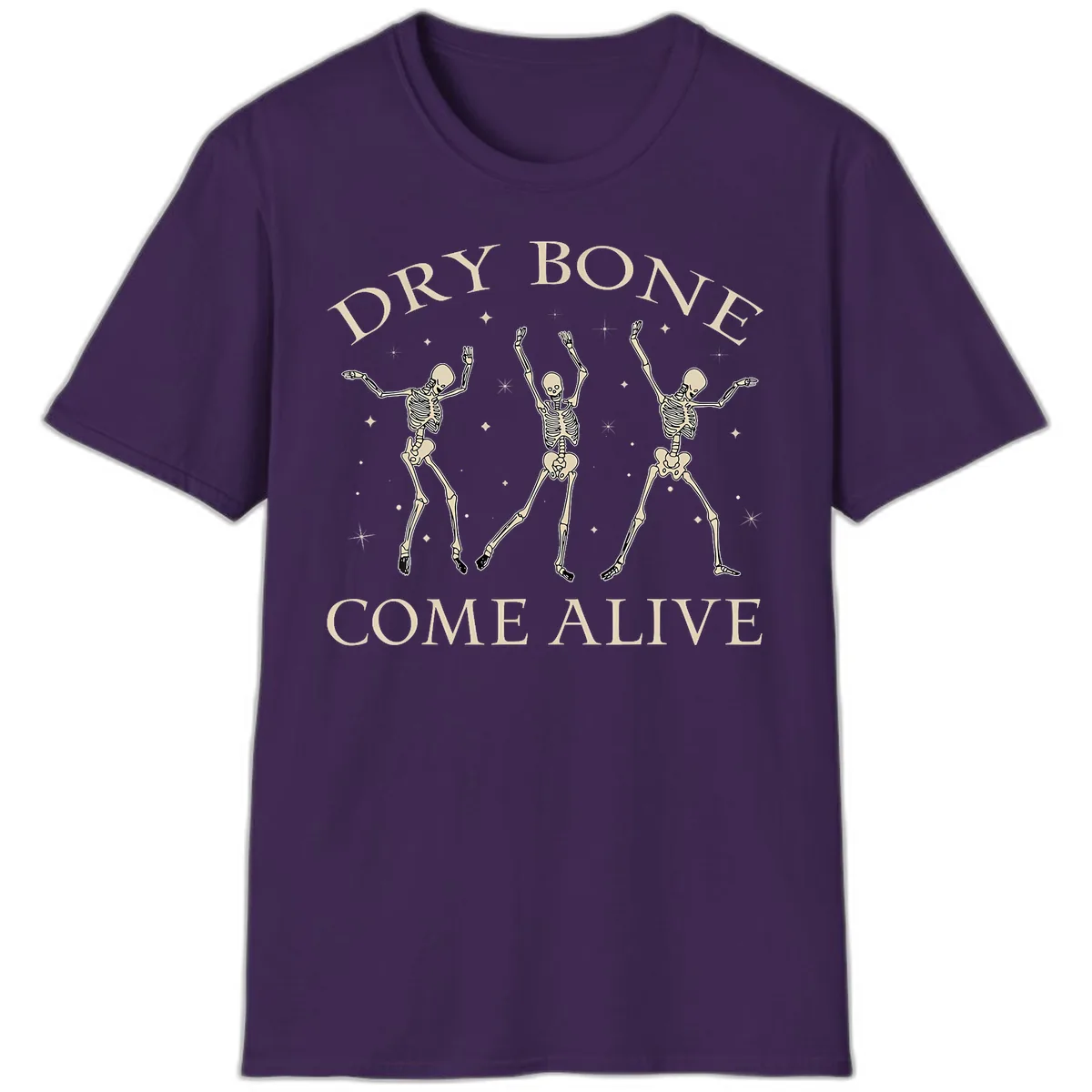 Dry Bone Come Alive Skeletons Dancing T-Shirt in Purple