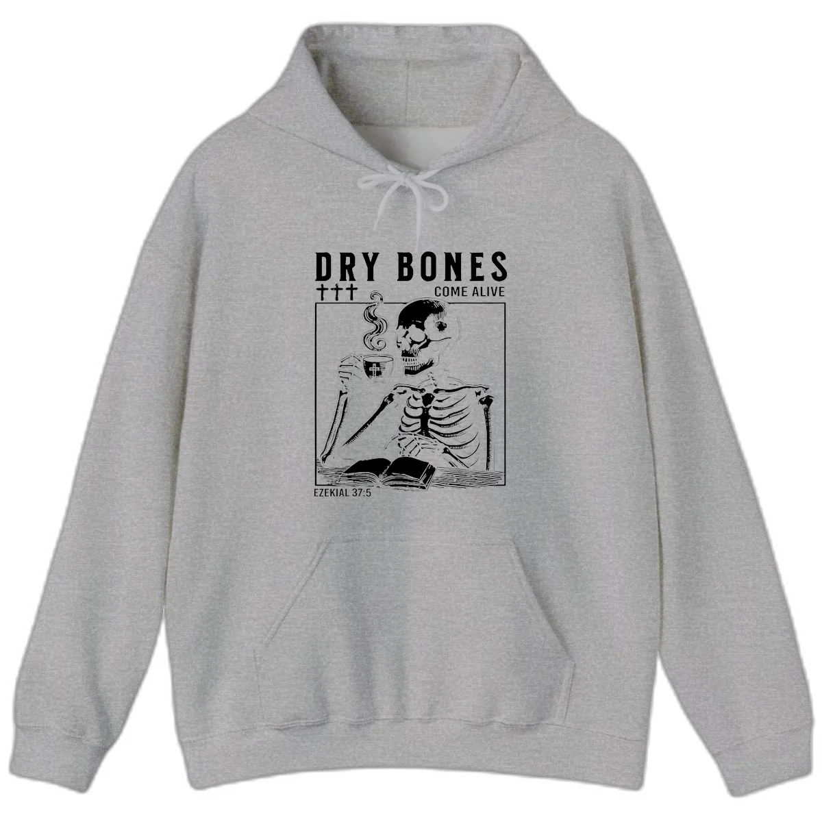 Dry Bones Come Alive Skeleton Hoodie in Sport Grey