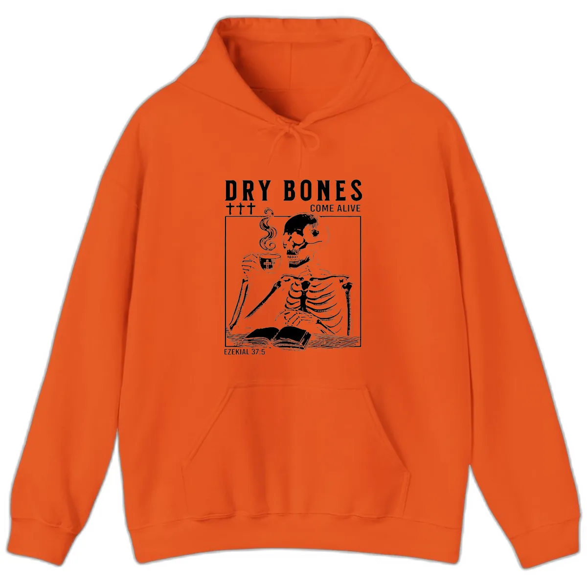 Dry Bones Come Alive Skeleton Hoodie in Orange