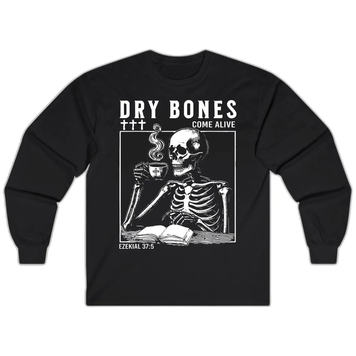 Dry Bones Come Alive Skeleton Long Sleeve in Black