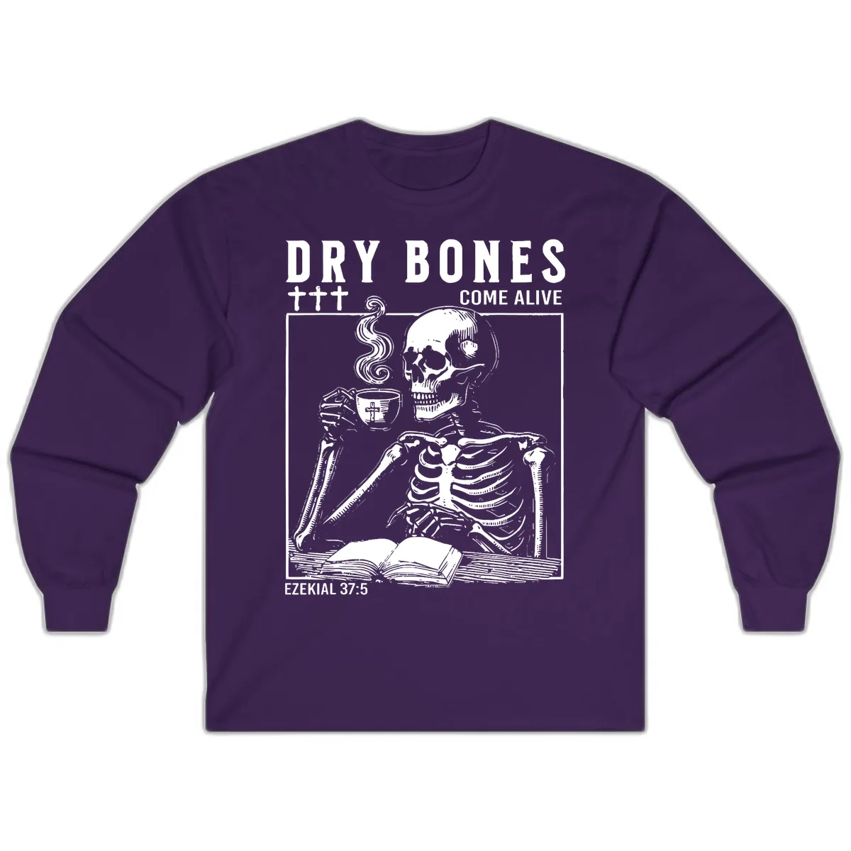 Dry Bones Come Alive Skeleton Long Sleeve in Purple
