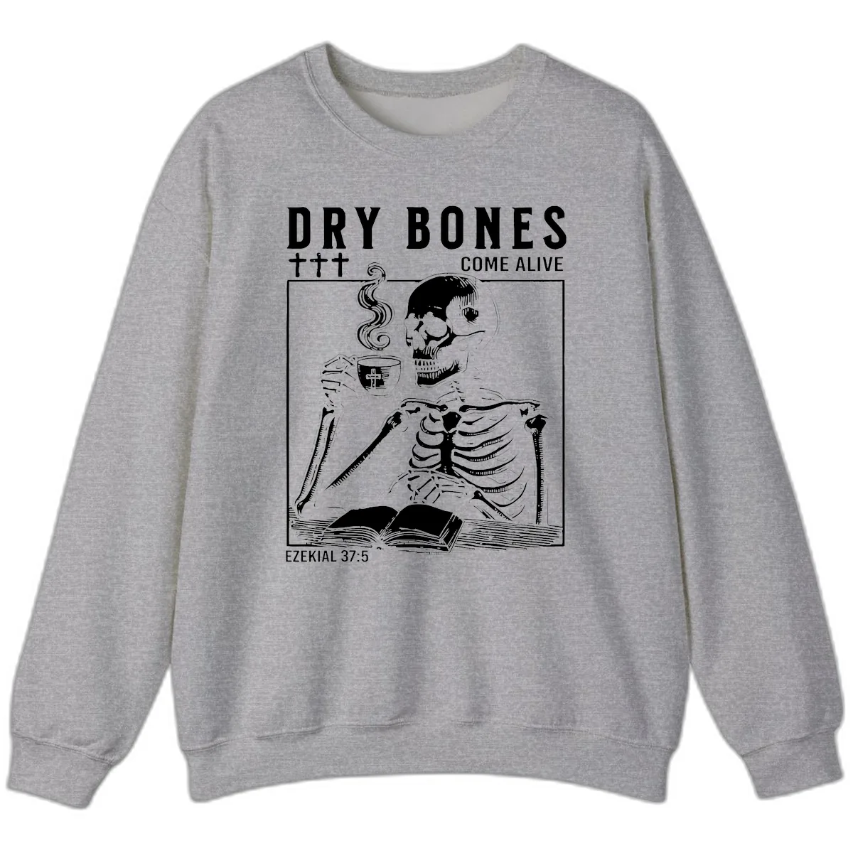 Dry Bones Come Alive Skeleton Sweatshirt in Sport Grey