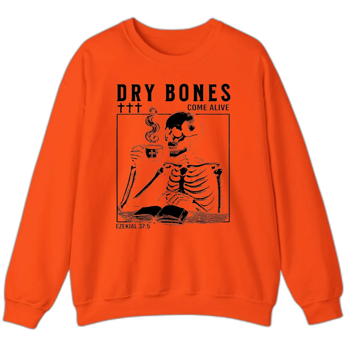 Dry Bones Come Alive Skeleton Sweatshirt in Orange