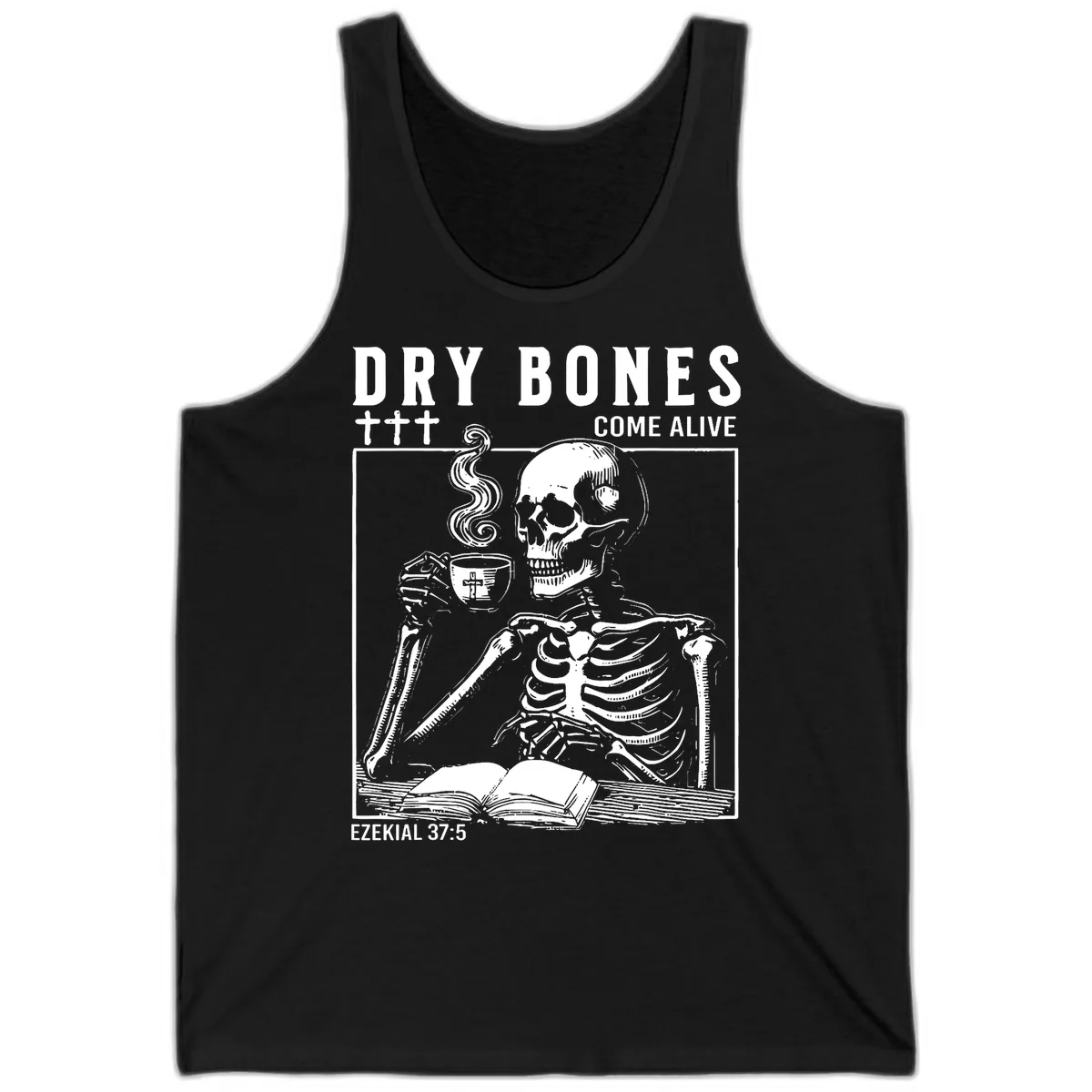 Dry Bones Come Alive Skeleton Tank in Black