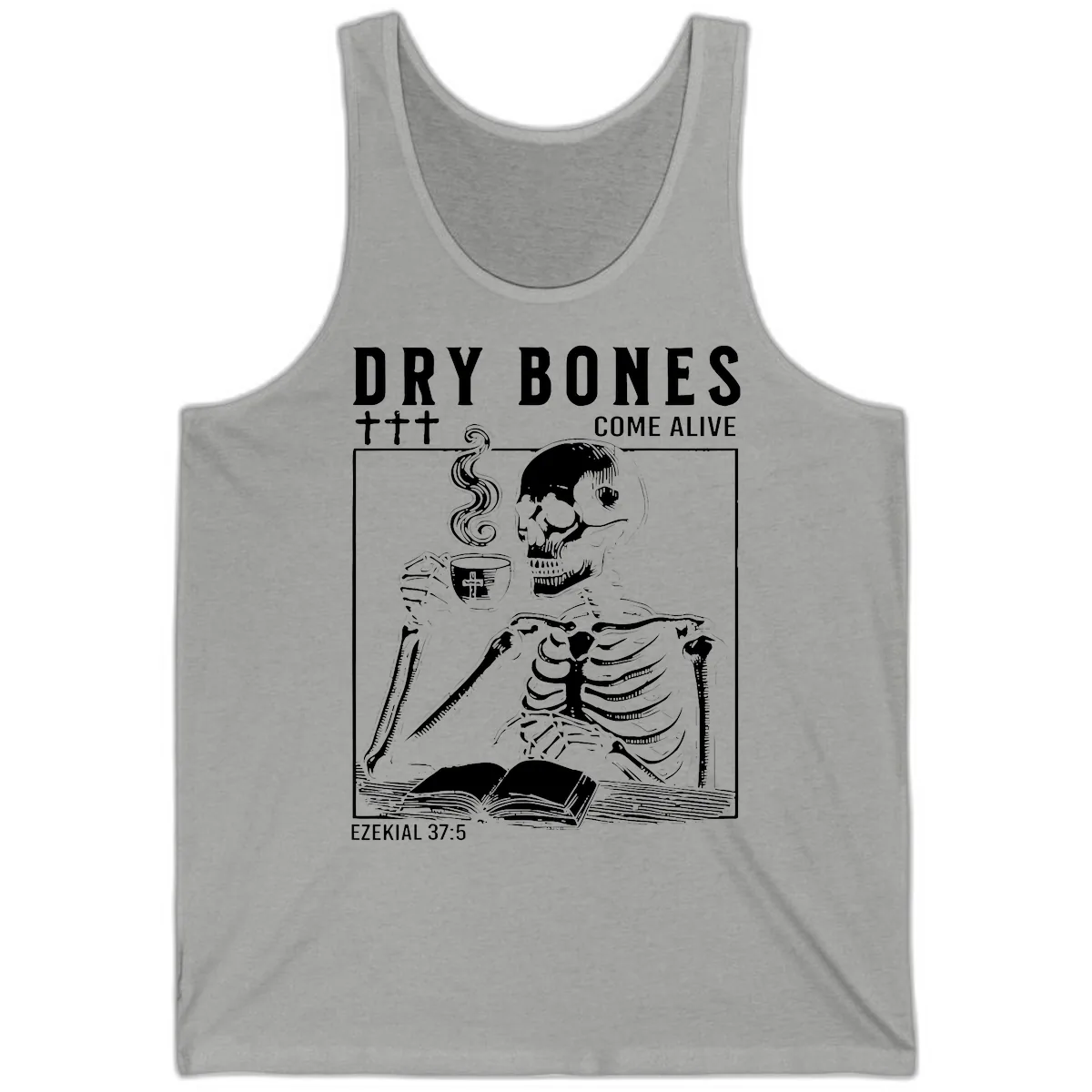 Dry Bones Come Alive Skeleton Tank in Athletic Heather