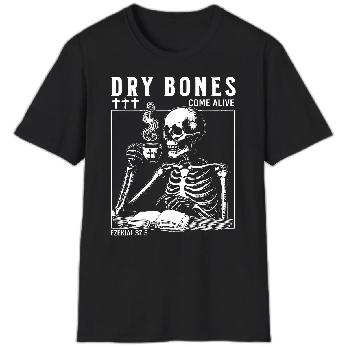 Dry Bones Come Alive Skeleton T-Shirt in Black