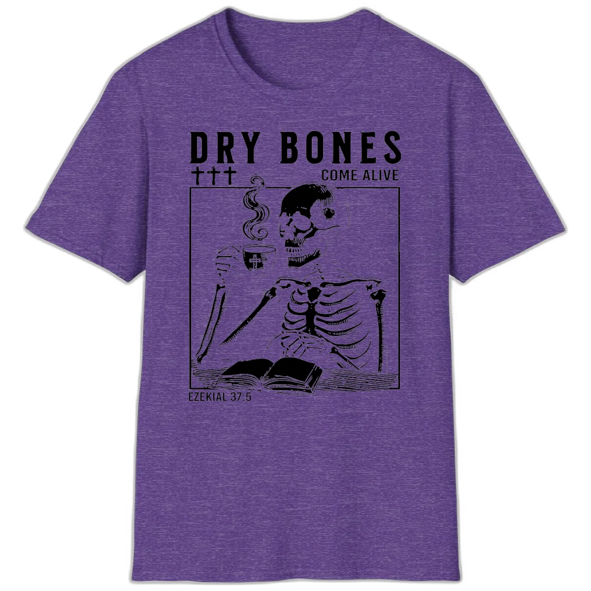 Dry Bones Come Alive Skeleton T-Shirt in Heather Purple