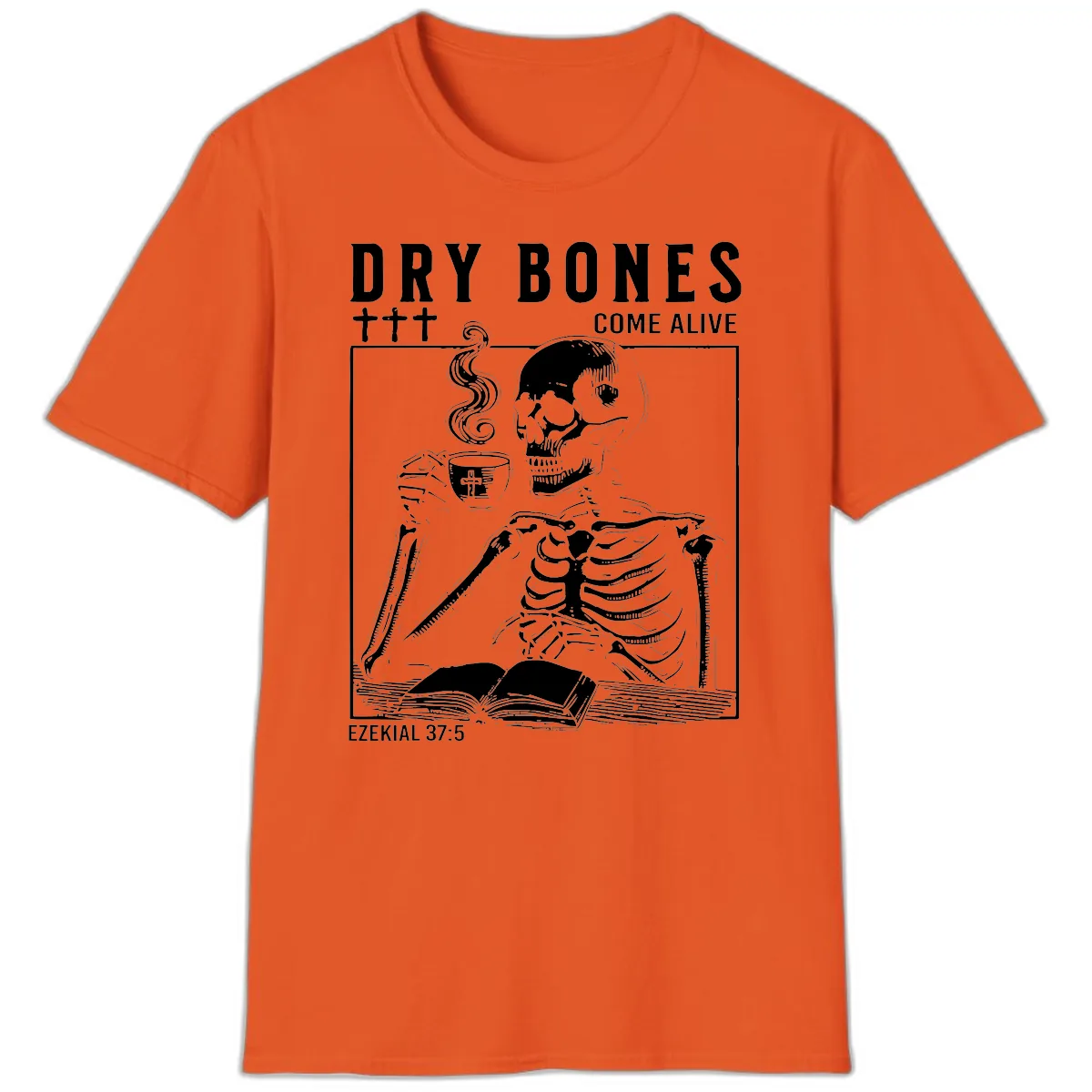 Dry Bones Come Alive Skeleton T-Shirt in Orange