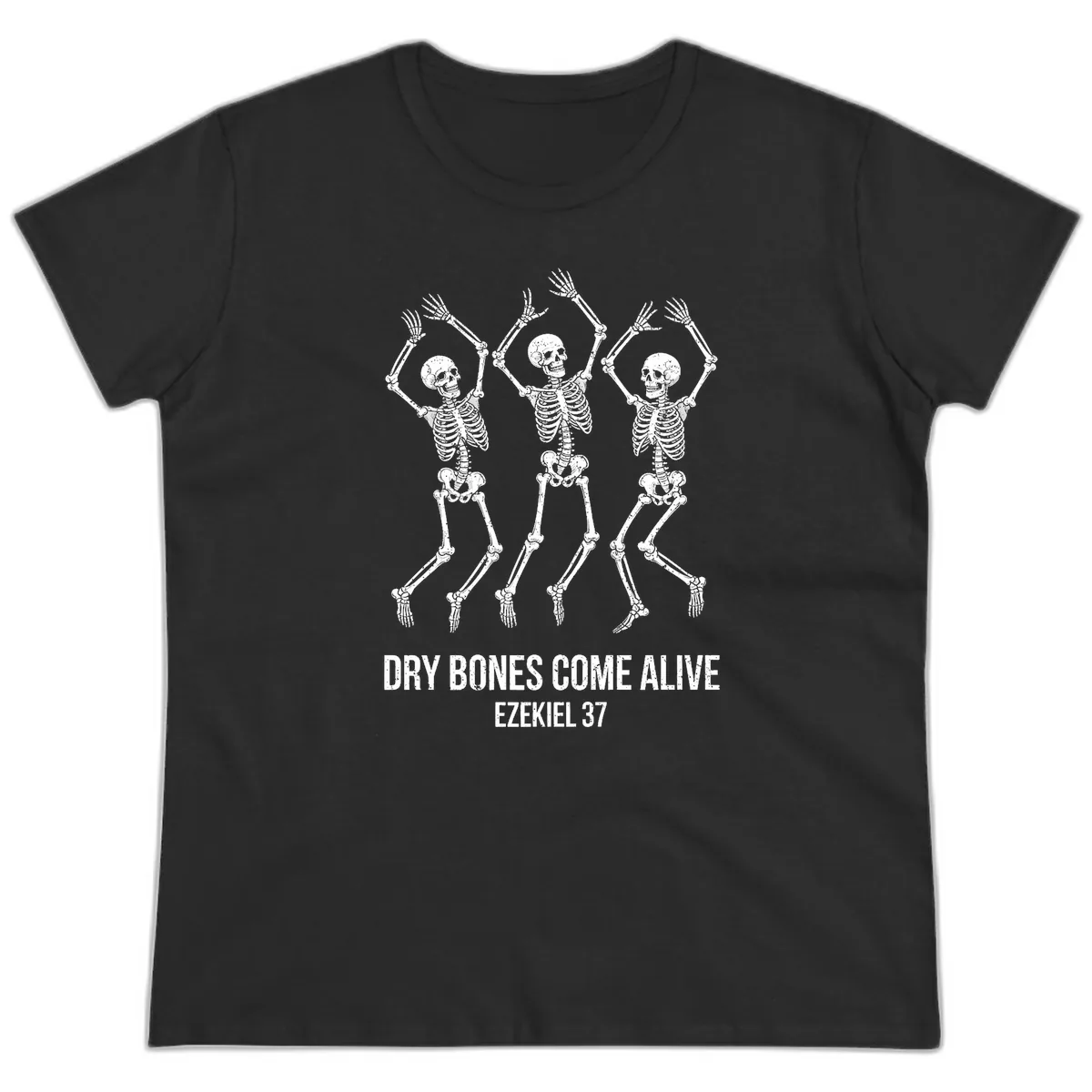 Dancing Dry Bones Come Alive Ladies Tee in Black