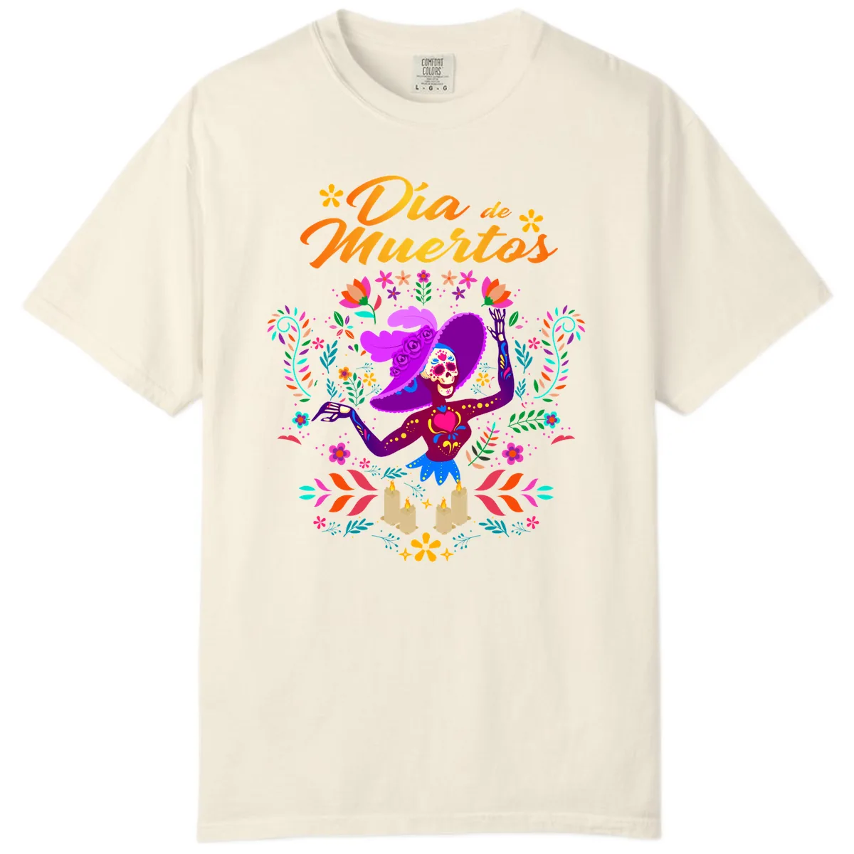 Día de Muertos Catrina Floral Celebration Comfort Color in Ivory