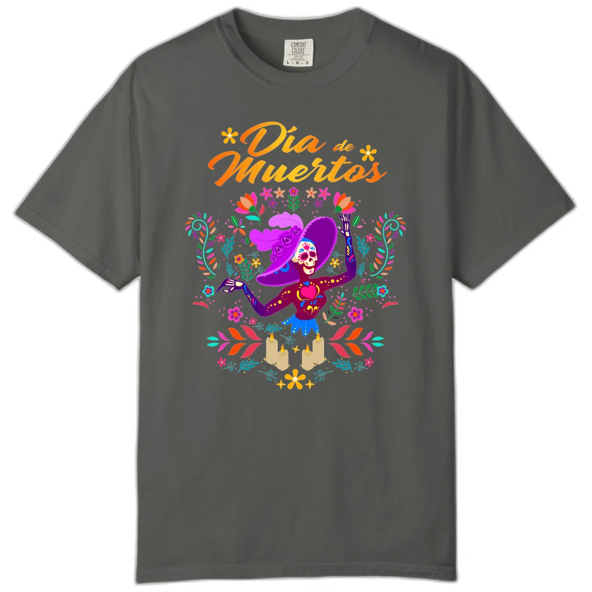 Día de Muertos Catrina Floral Celebration Comfort Color in Pepper