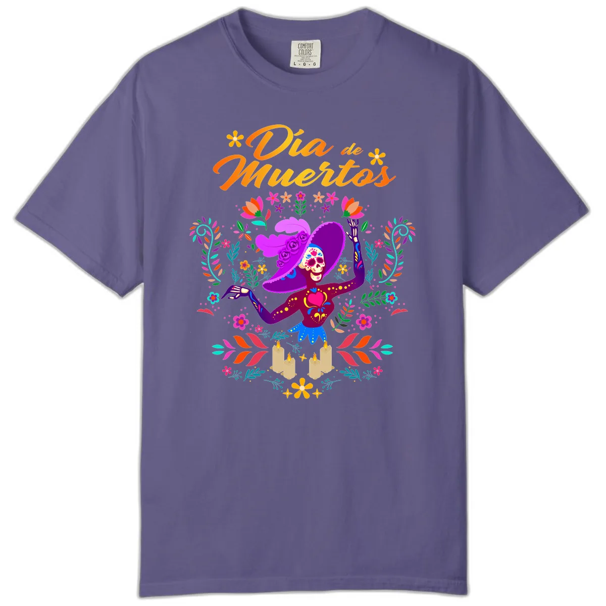 Día de Muertos Catrina Floral Celebration Comfort Color in Grape