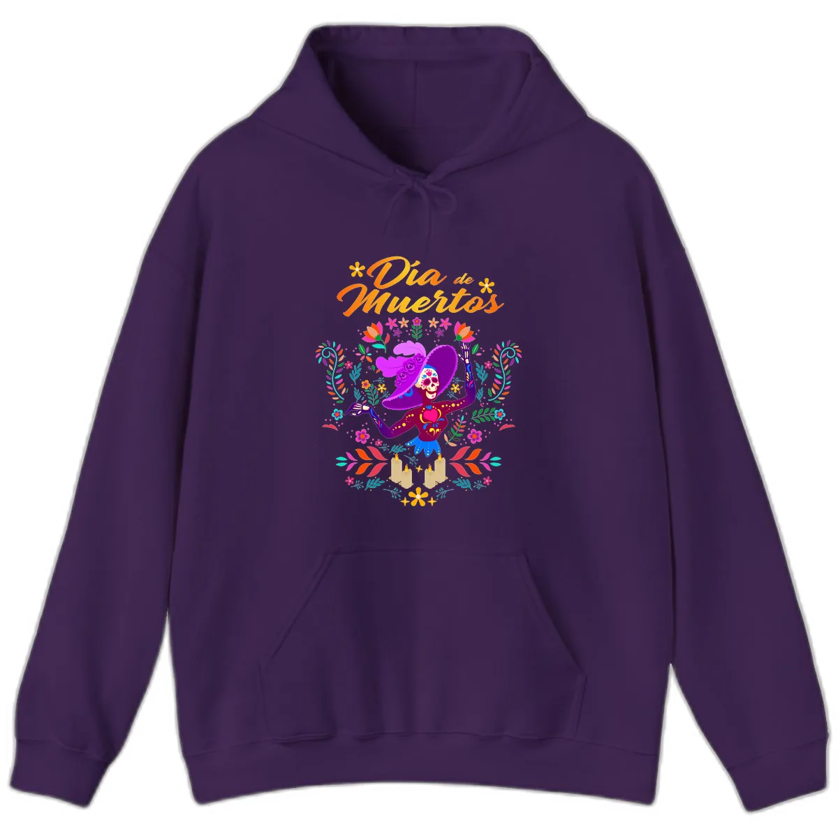 Día de Muertos Catrina Floral Celebration Hoodie in Purple