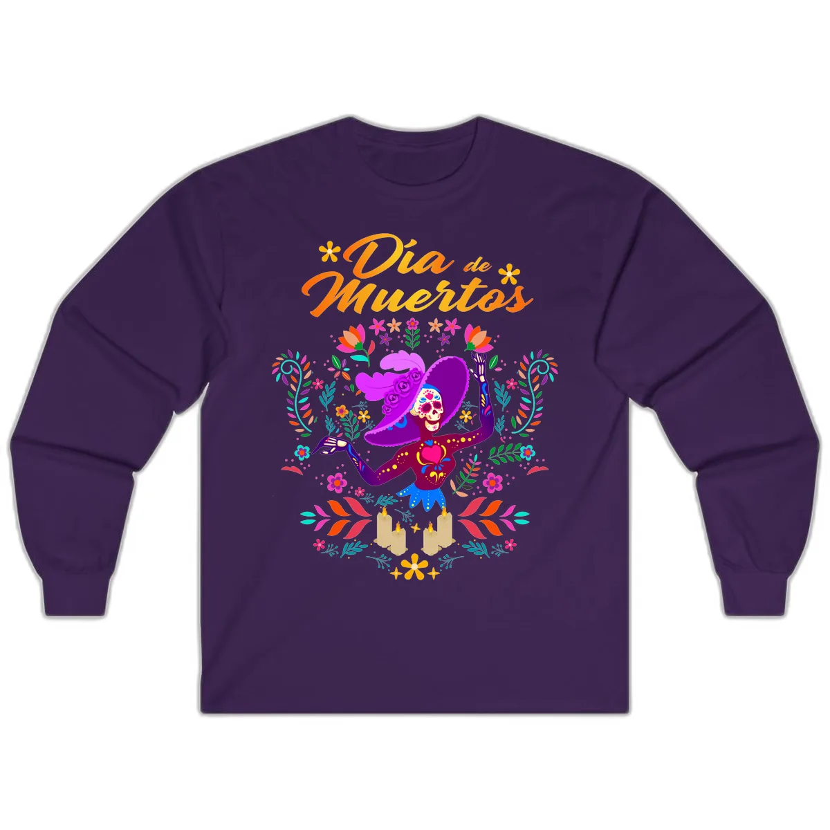 Día de Muertos Catrina Floral Celebration Long Sleeve in Purple