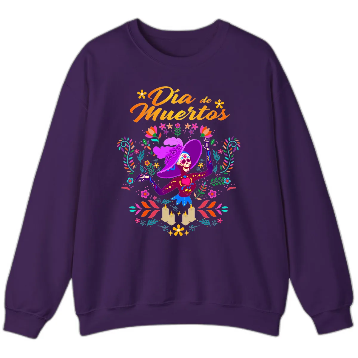 Día de Muertos Catrina Floral Celebration Sweatshirt in Purple
