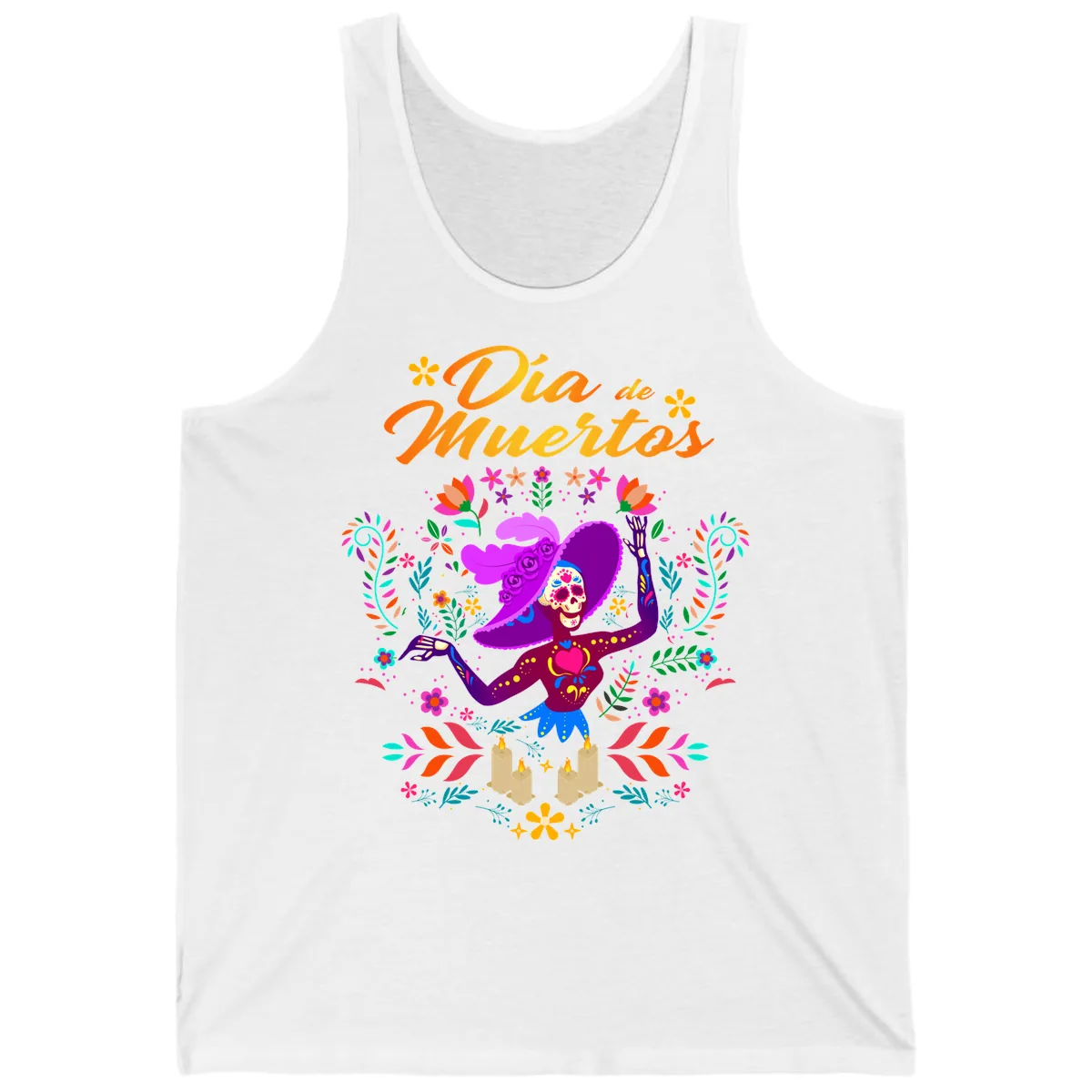 Día de Muertos Catrina Floral Celebration Tank in White