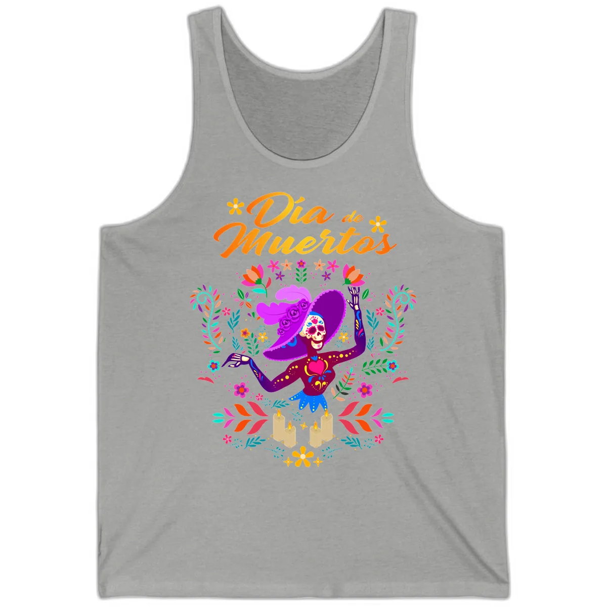 Día de Muertos Catrina Floral Celebration Tank in Athletic Heather