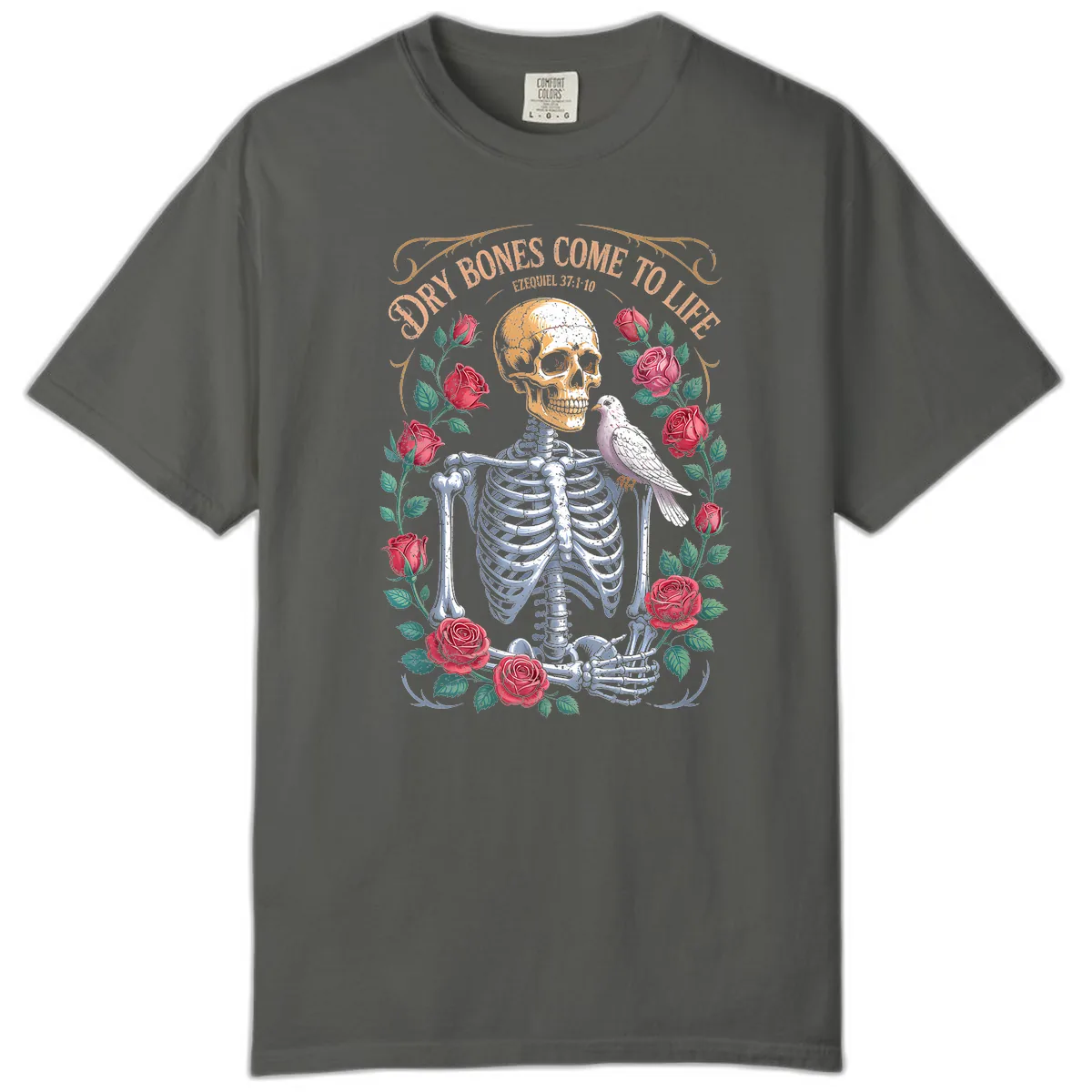 Dry Bones Come To Life Skull Comfort Color in Pepper