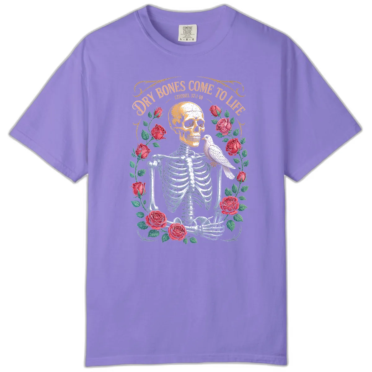 Dry Bones Come To Life Skull Comfort Color in Violet