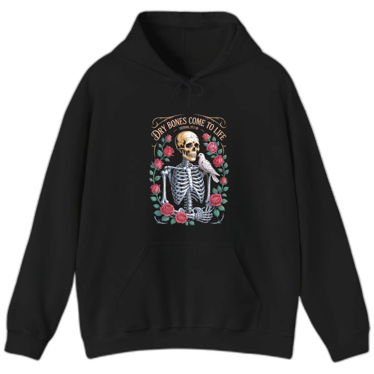 Dry Bones Come To Life Skull Hoodie in Black