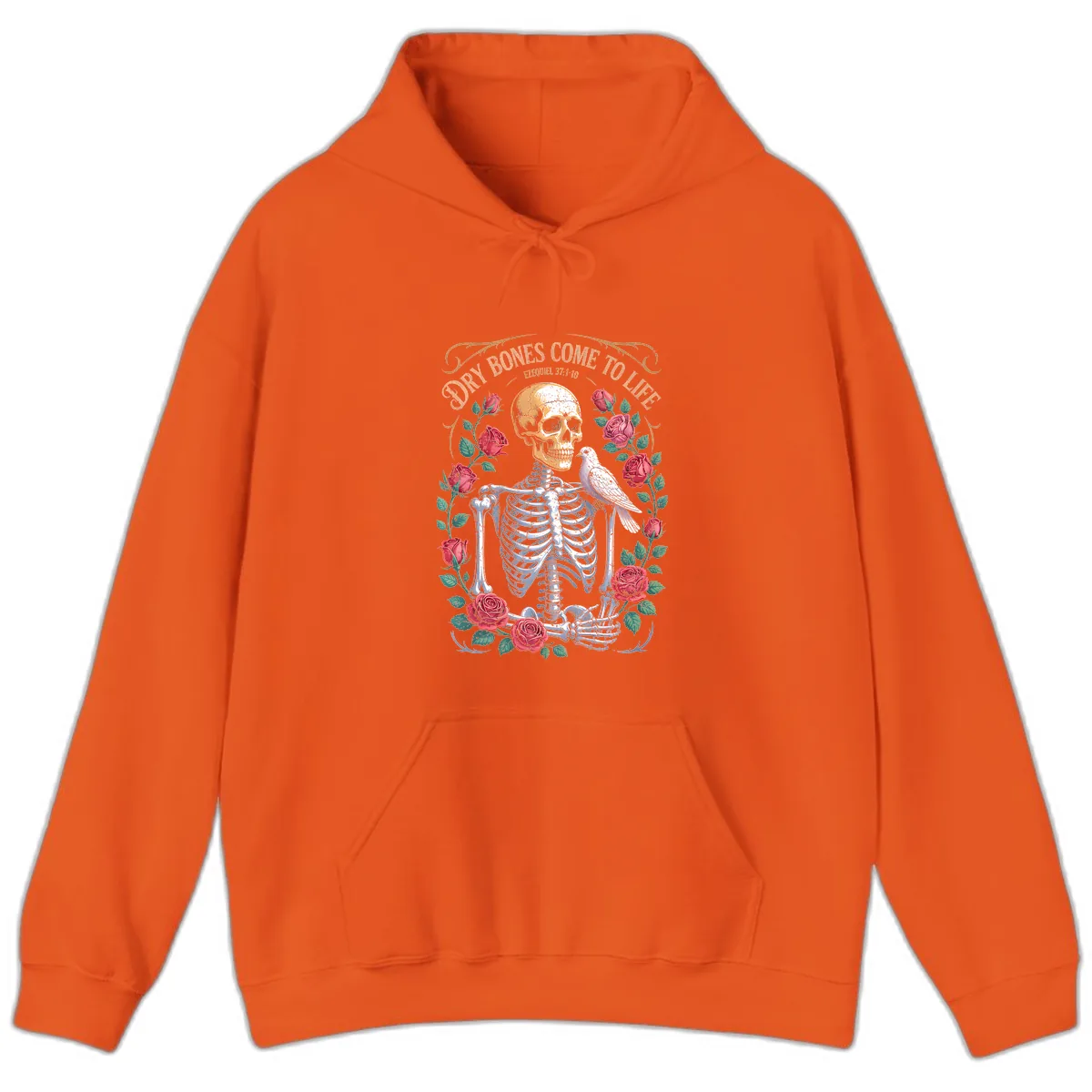 Dry Bones Come To Life Skull Hoodie in Orange