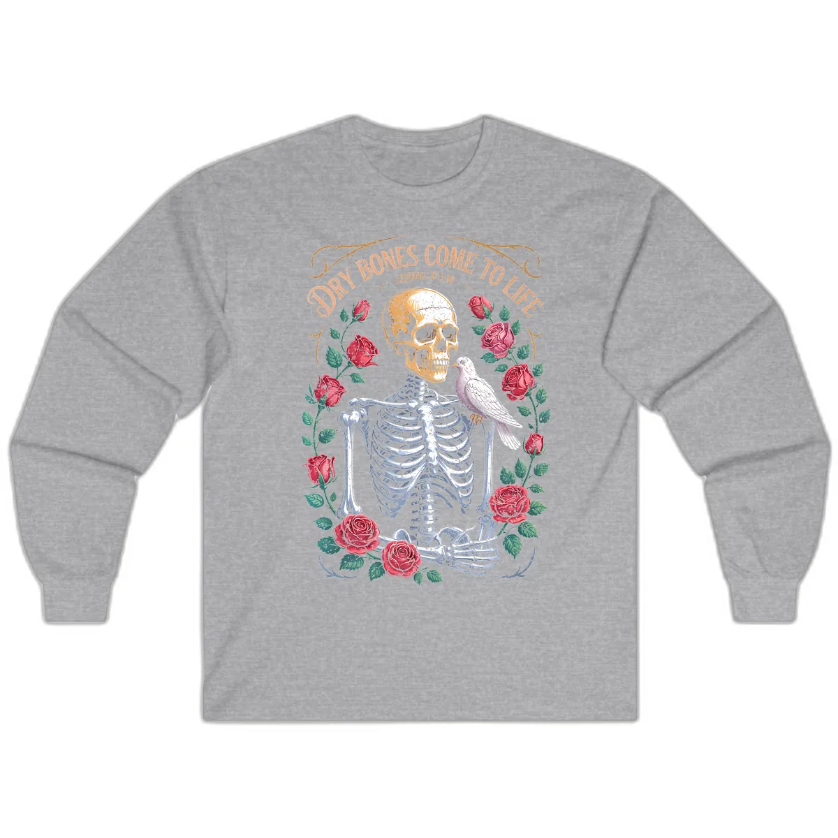Dry Bones Come To Life Skull Long Sleeve in Sport Grey